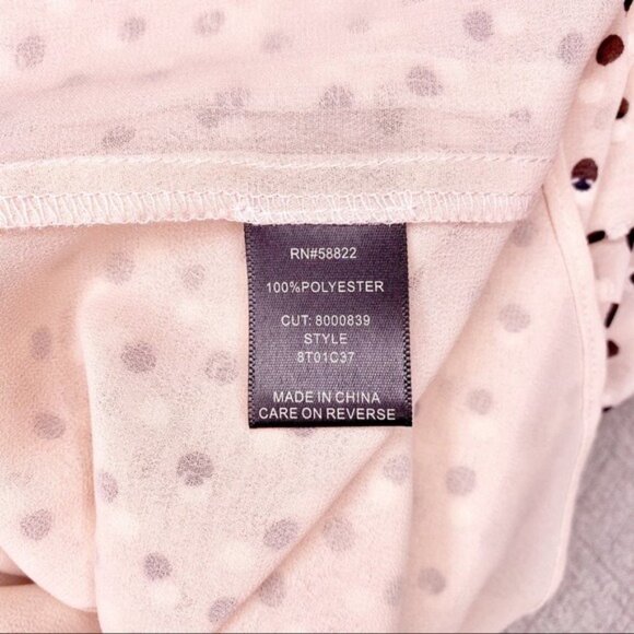 Max Studios Pink Polka Dot Ruffle Bell Sleeve Blouse Small - Picture 9 of 10